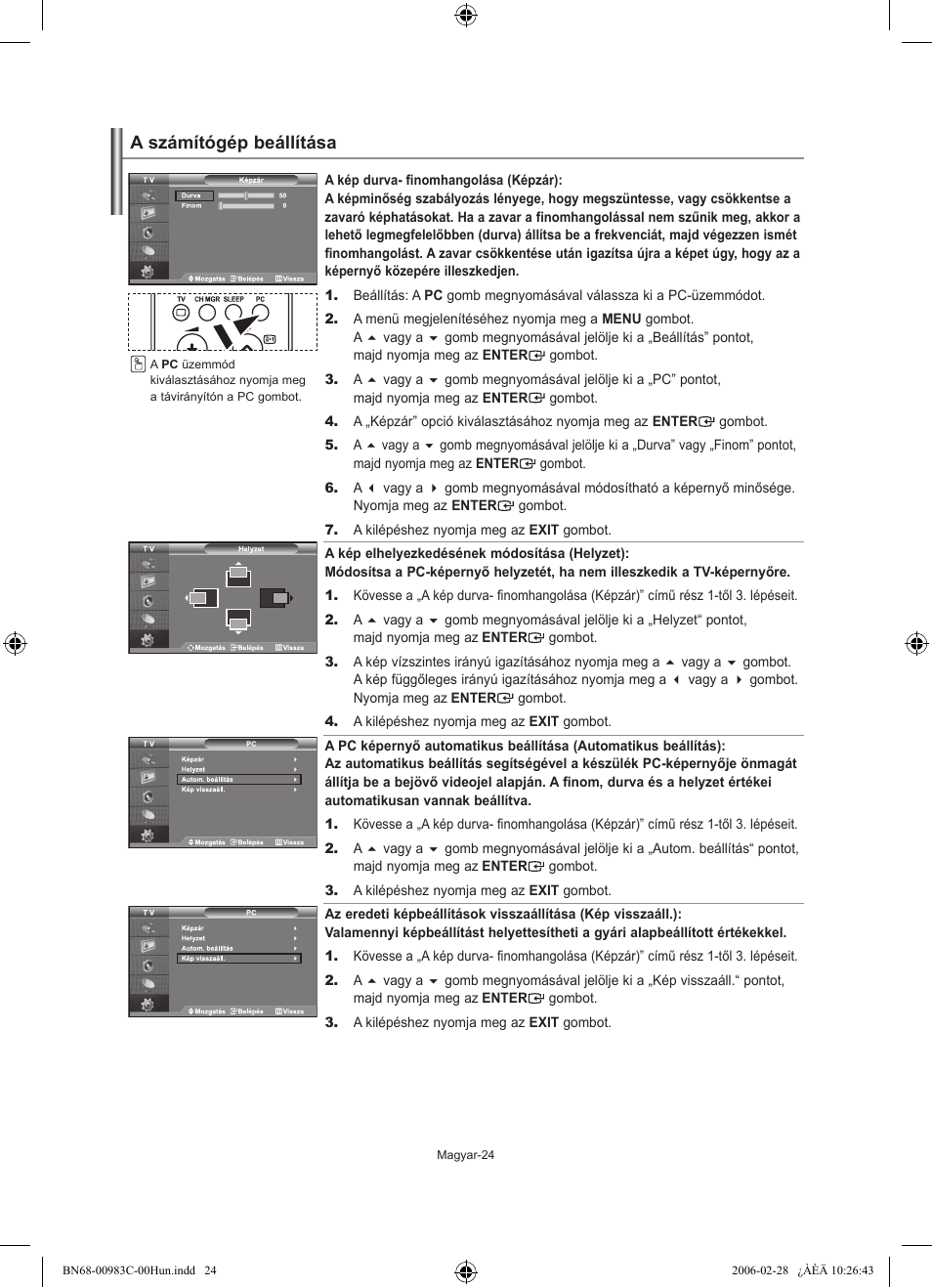 A számítógép beállítása | Samsung LE32R71W User Manual | Page 52 / 212