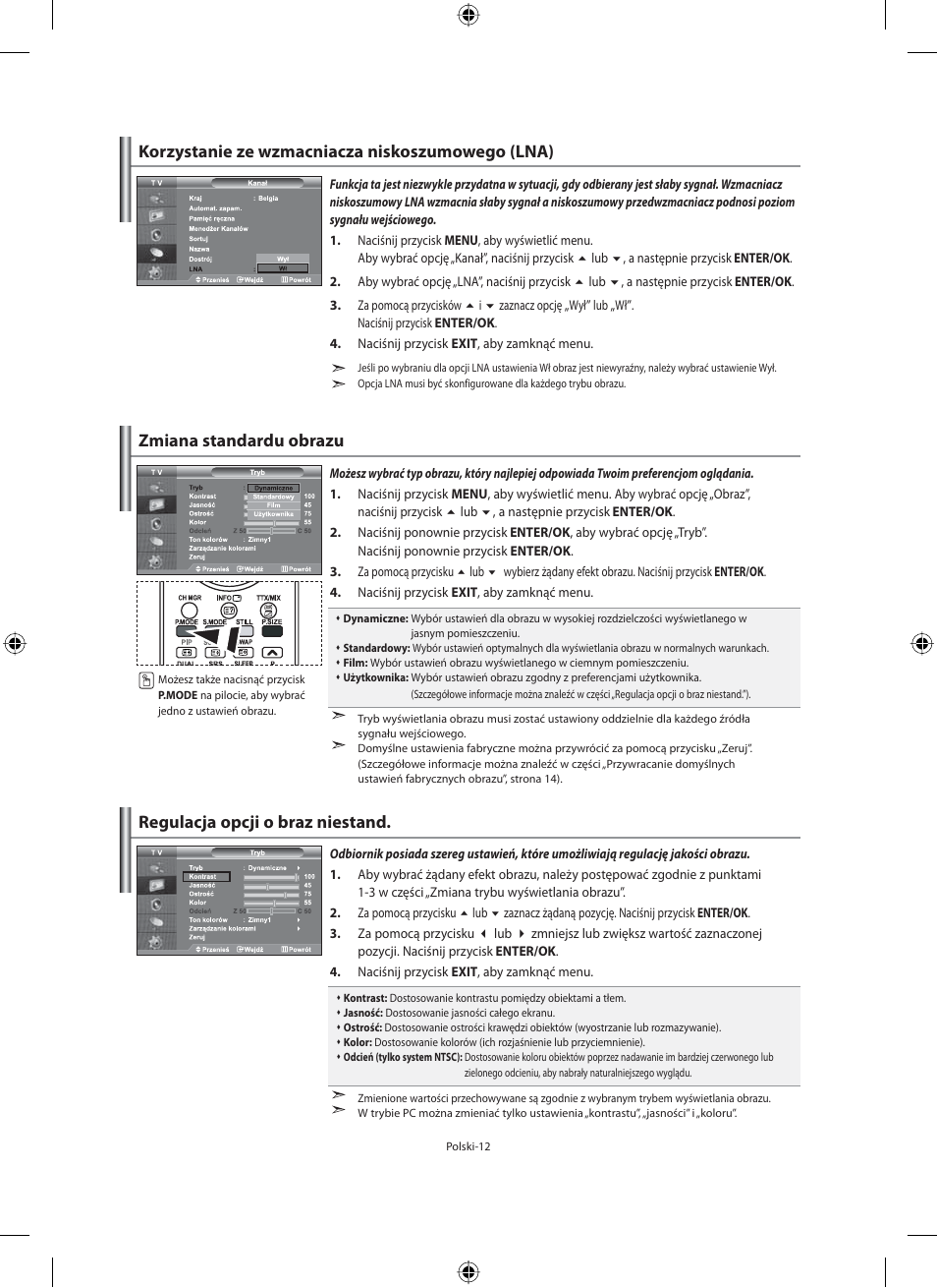Korzystanie ze wzmacniacza niskoszumowego (lna) | Samsung LE40M91B User Manual | Page 104 / 363