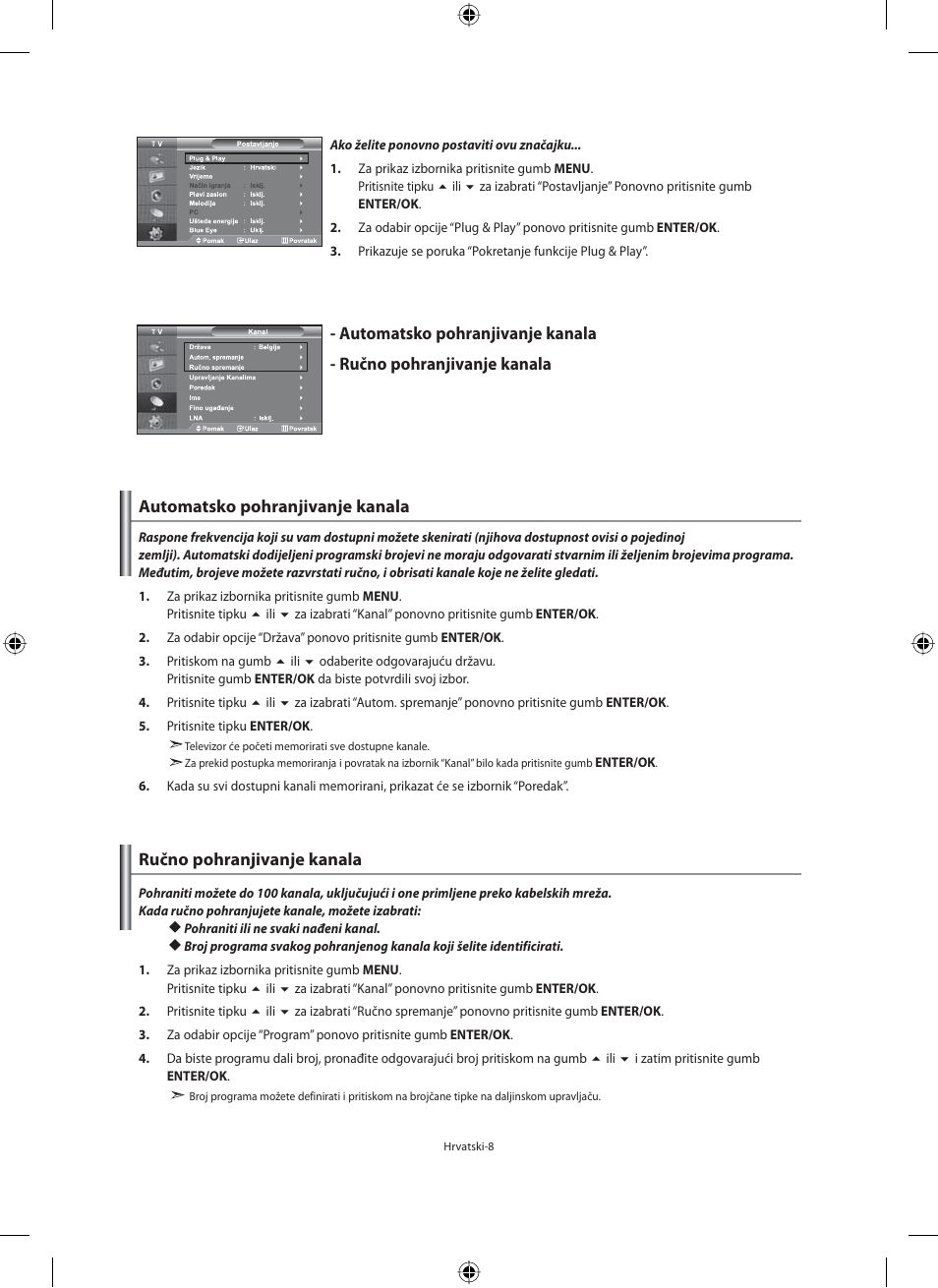Automatsko pohranjivanje kanala | Samsung LE40M91B User Manual | Page 280 / 363