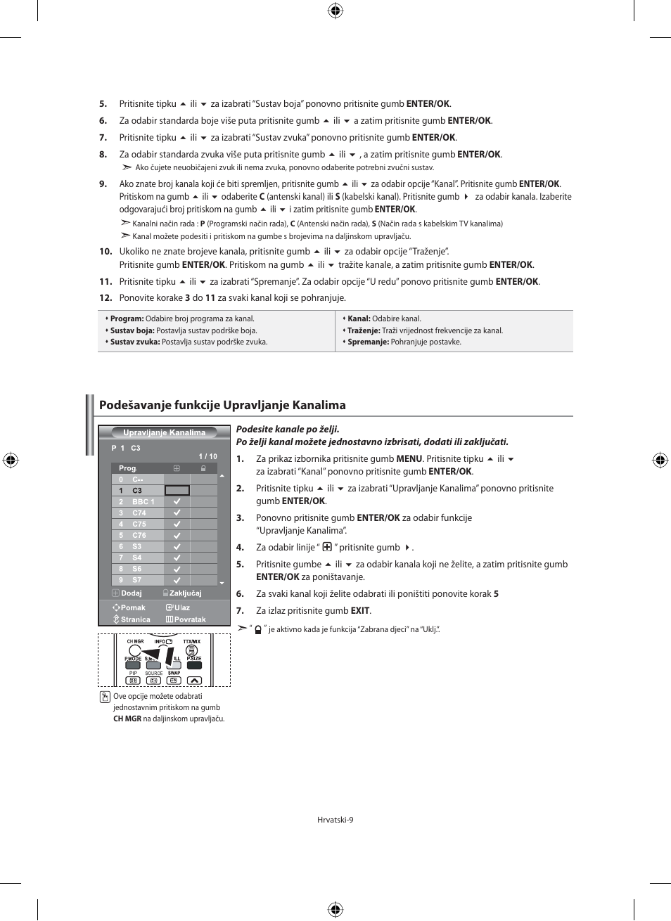 Podešavanje funkcije upravljanje kanalima | Samsung LE40M91B User Manual | Page 281 / 363