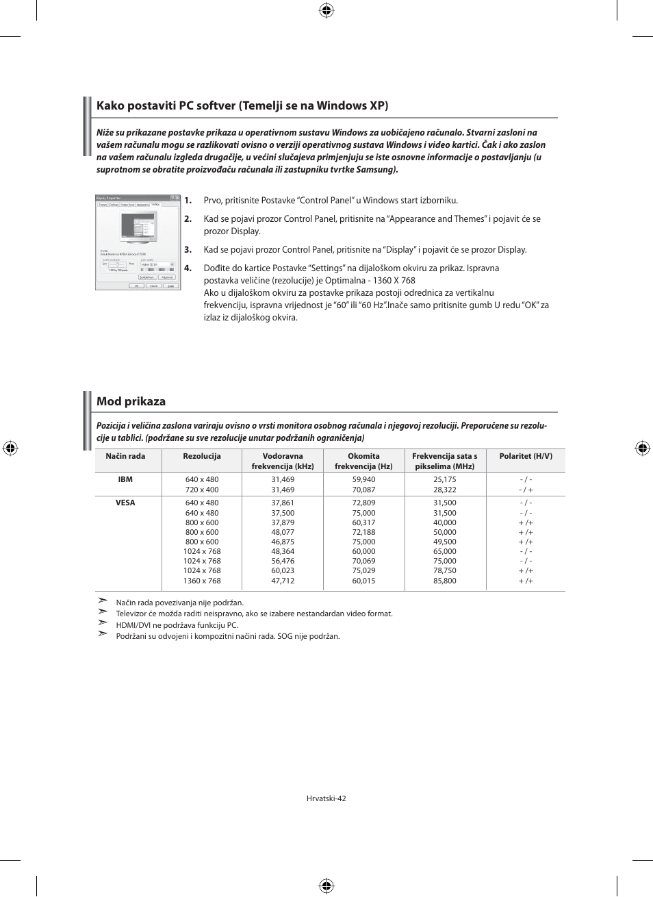 Mod prikaza | Samsung LE40M91B User Manual | Page 314 / 363