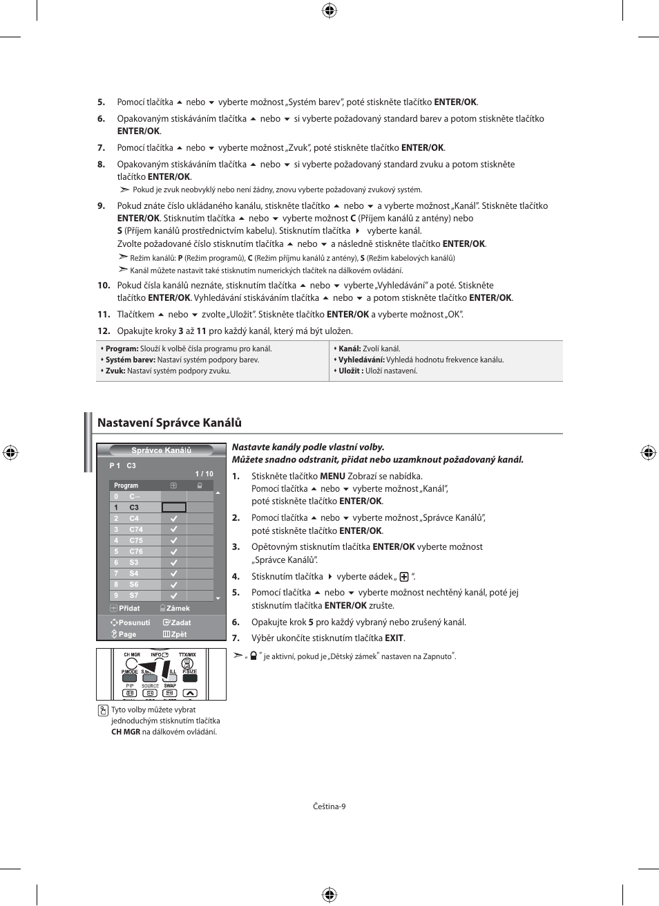 Nastavení správce kanálů | Samsung LE40M91B User Manual | Page 326 / 363