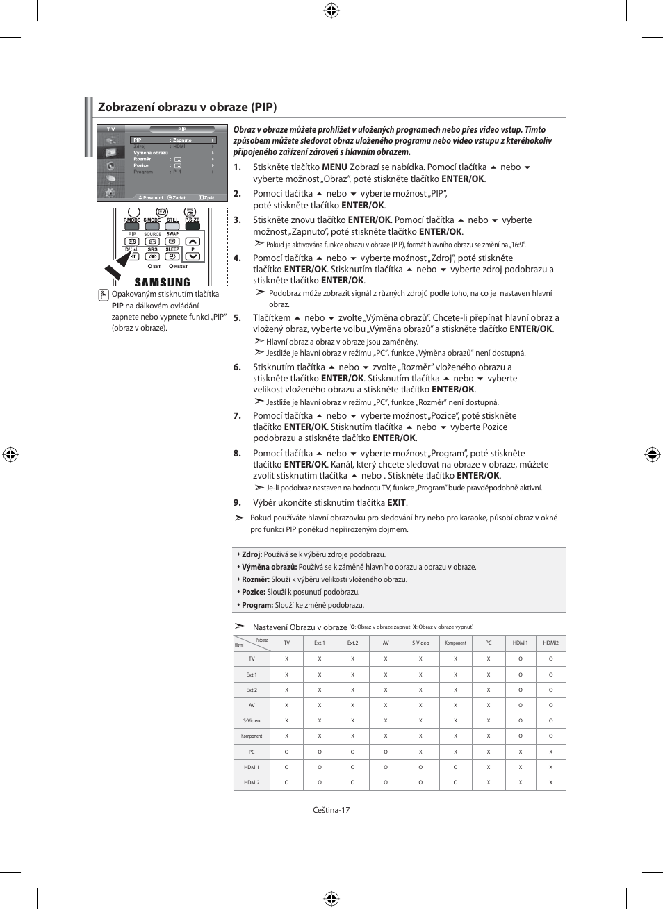 Zobrazení obrazu v obraze (pip) | Samsung LE40M91B User Manual | Page 334 / 363