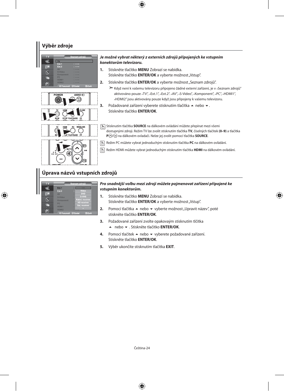 Výběr zdroje úprava názvů vstupních zdrojů | Samsung LE40M91B User Manual | Page 341 / 363