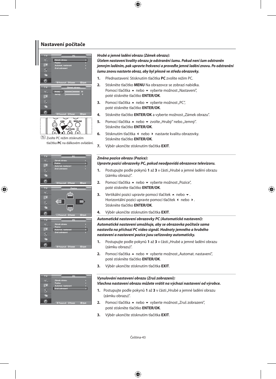 Nastavení počítače | Samsung LE40M91B User Manual | Page 360 / 363
