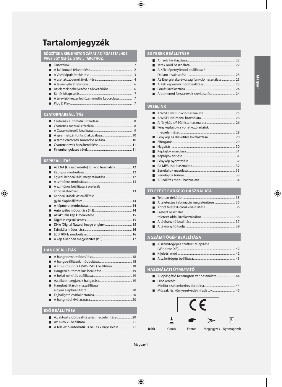 Tartalomjegyzék | Samsung LE40M91B User Manual | Page 48 / 363