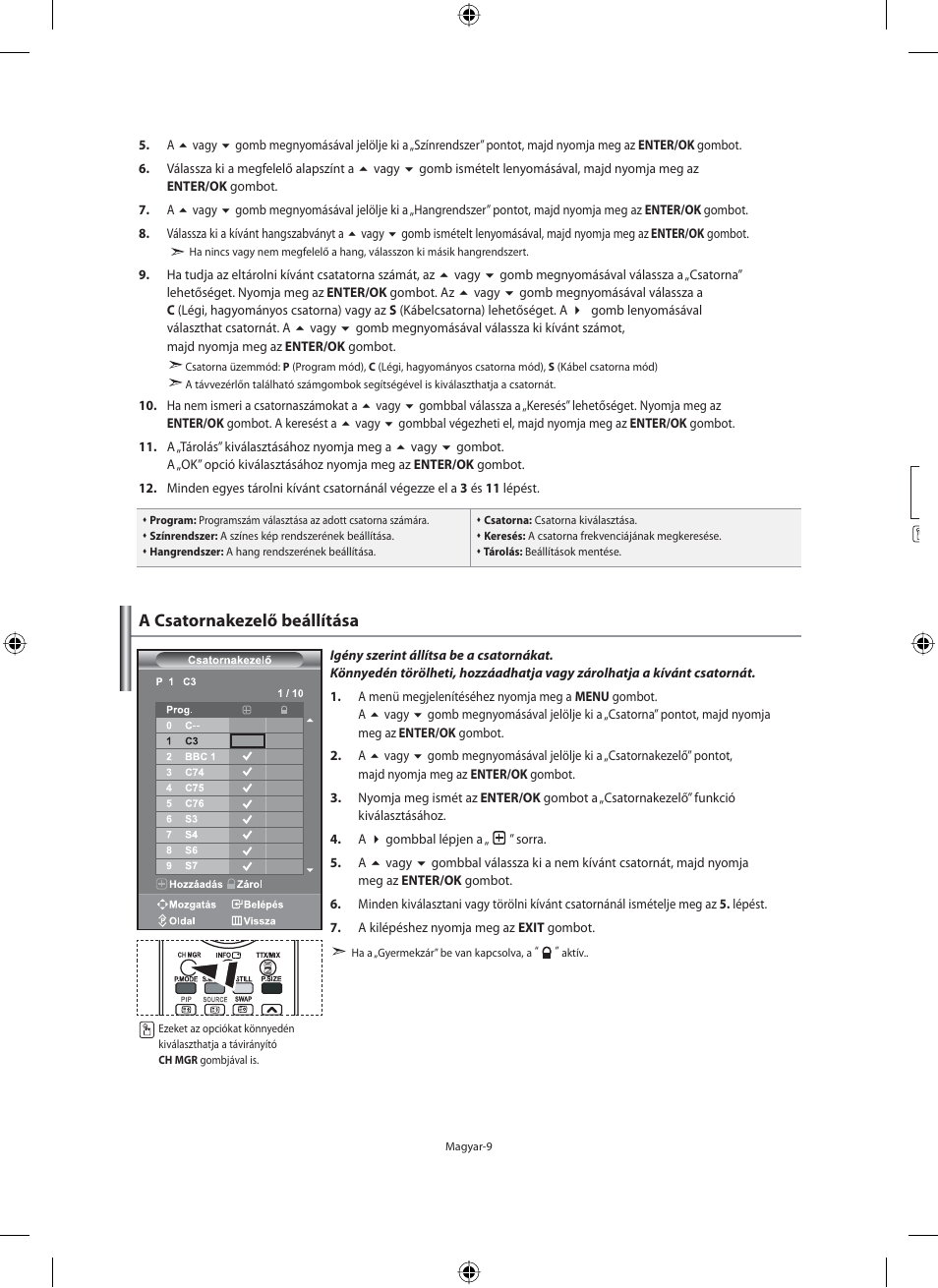 A csatornakezelő beállítása | Samsung LE40M91B User Manual | Page 56 / 363