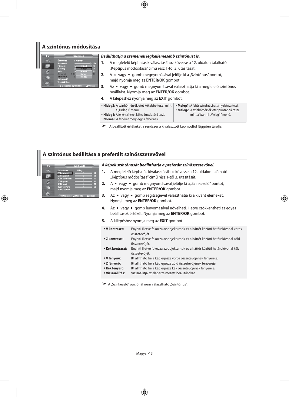 A színtónus módosítása | Samsung LE40M91B User Manual | Page 60 / 363
