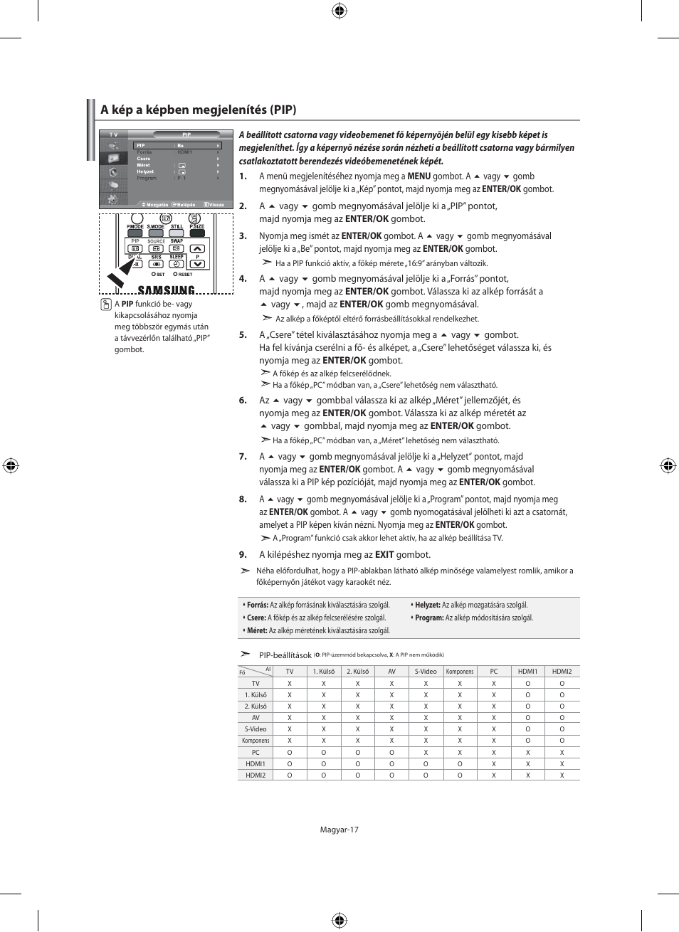 A kép a képben megjelenítés (pip) | Samsung LE40M91B User Manual | Page 64 / 363