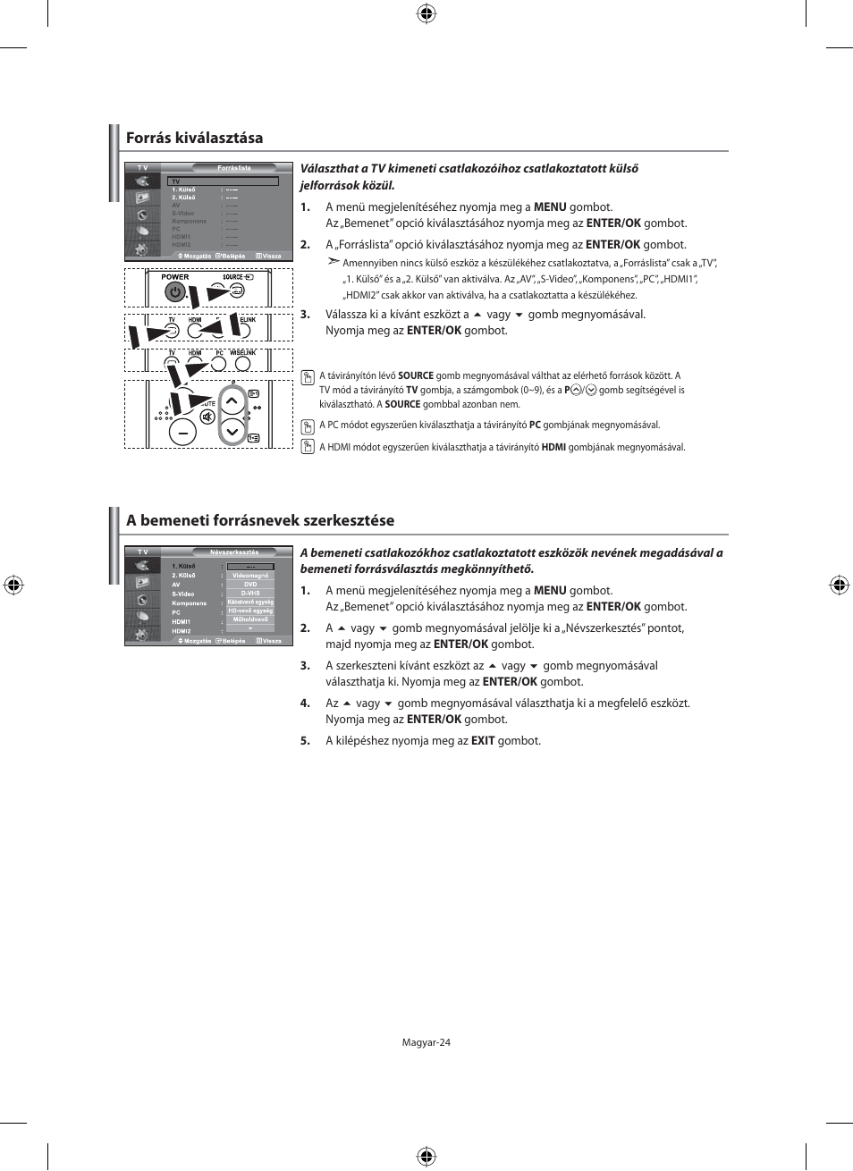Forrás kiválasztása, A bemeneti forrásnevek szerkesztése | Samsung LE40M91B User Manual | Page 71 / 363