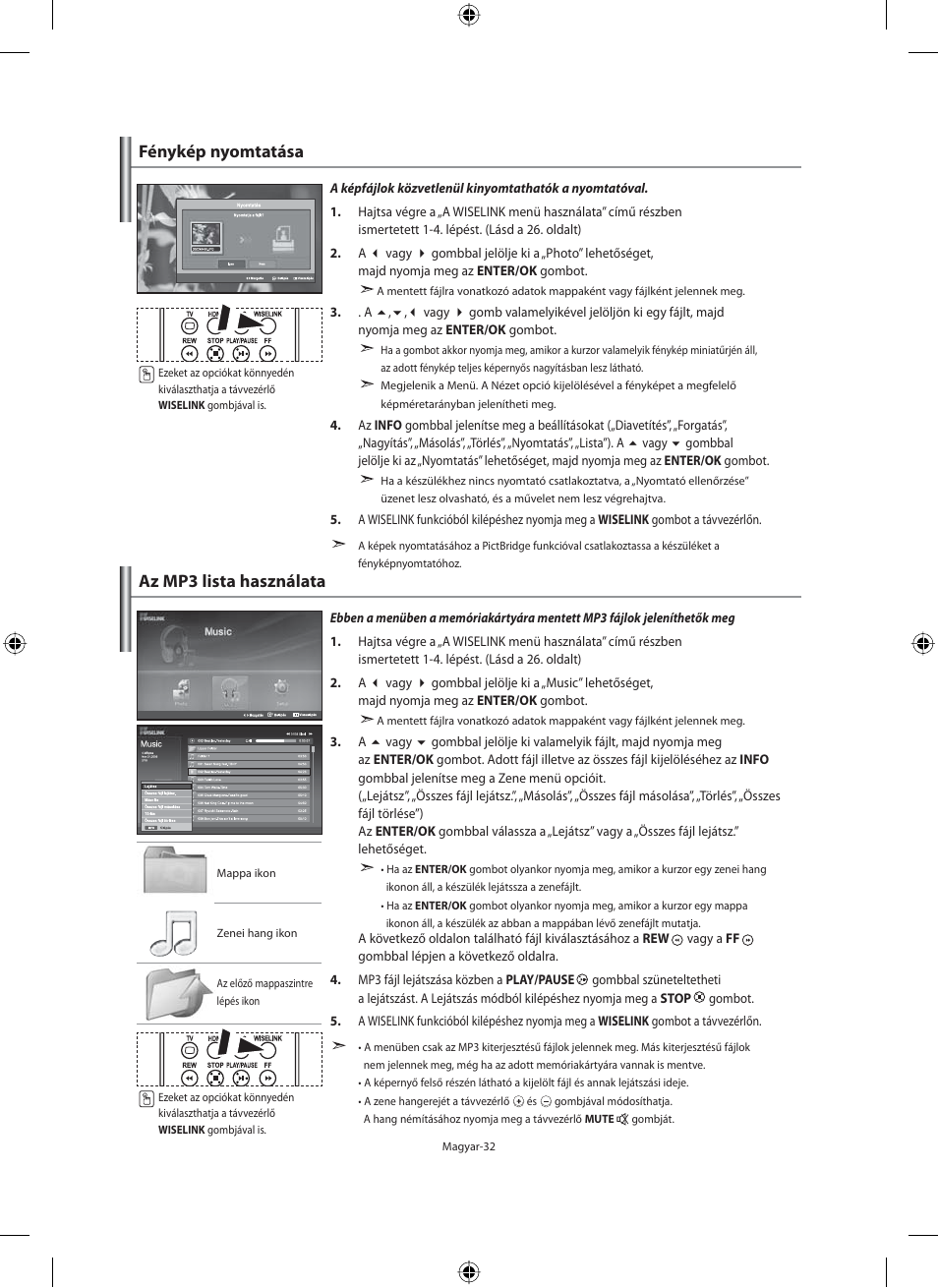 Az mp3 lista használata, Fénykép nyomtatása | Samsung LE40M91B User Manual | Page 79 / 363