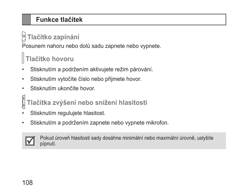 Funkce tlačítek | Samsung BHM1000 User Manual | Page 110 / 158