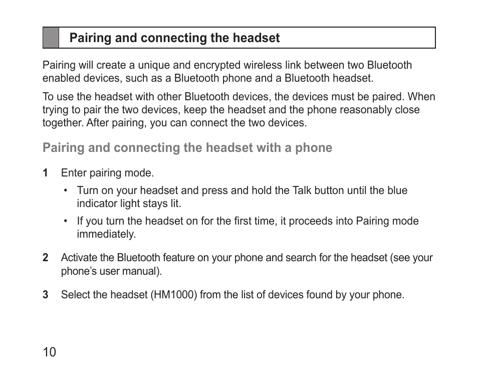 Pairing and connecting the headset | Samsung BHM1000 User Manual | Page 12 / 158