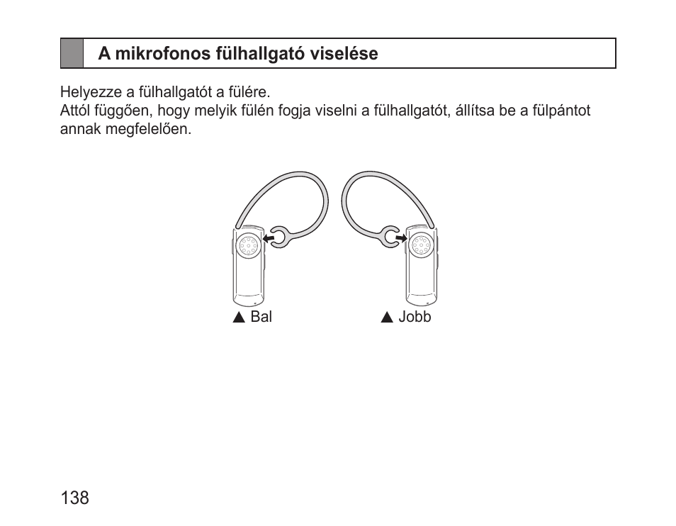 A mikrofonos fülhallgató viselése | Samsung BHM1000 User Manual | Page 140 / 158