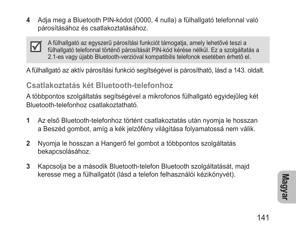 Magyar | Samsung BHM1000 User Manual | Page 143 / 158