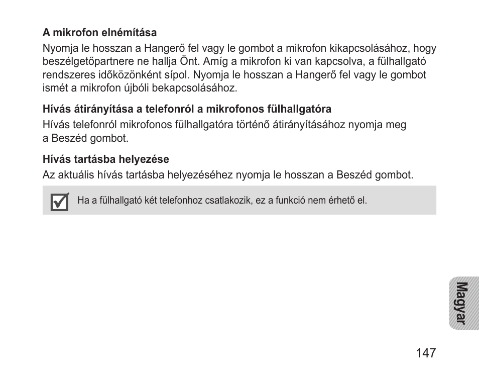 Magyar | Samsung BHM1000 User Manual | Page 149 / 158