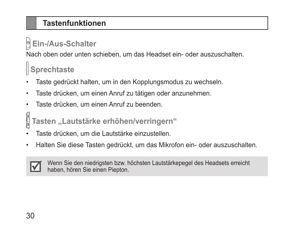 Tastenfunktionen | Samsung BHM1000 User Manual | Page 32 / 158