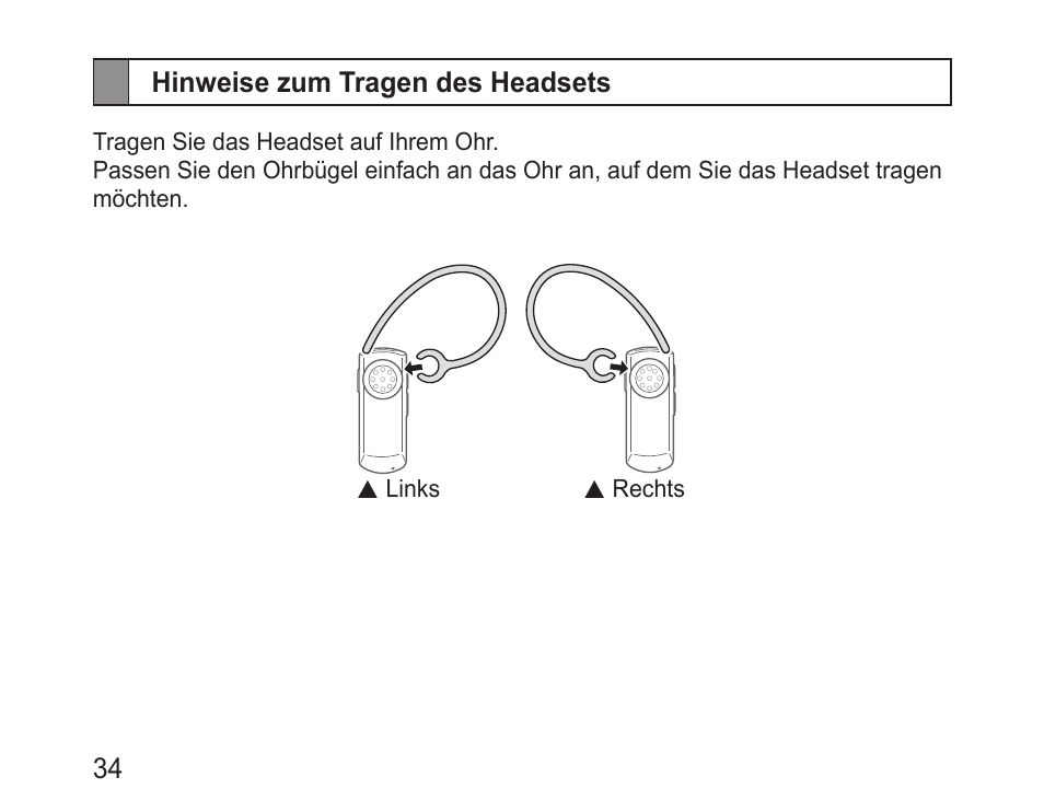 Hinweise zum tragen des headsets | Samsung BHM1000 User Manual | Page 36 / 158