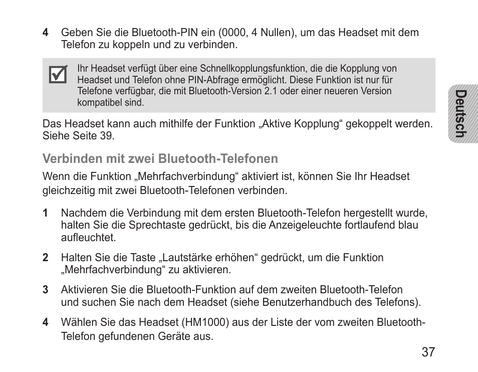 Deutsch | Samsung BHM1000 User Manual | Page 39 / 158