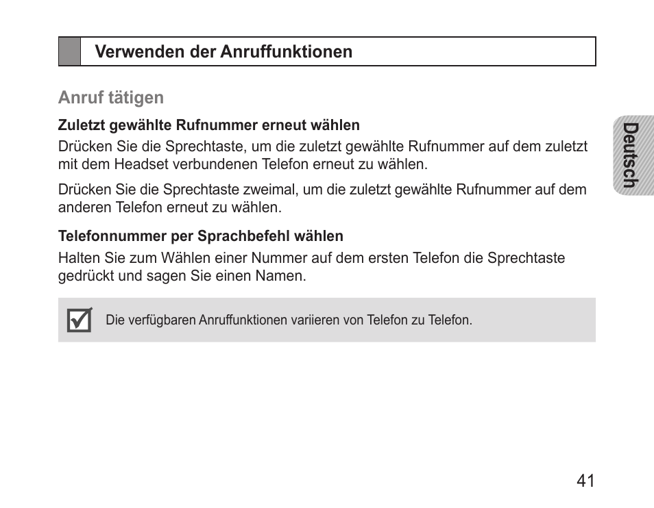 Verwenden der anruffunktionen, Deutsch | Samsung BHM1000 User Manual | Page 43 / 158