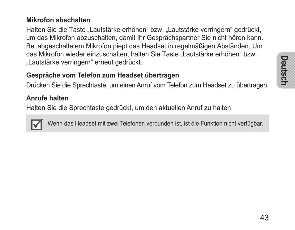 Deutsch | Samsung BHM1000 User Manual | Page 45 / 158