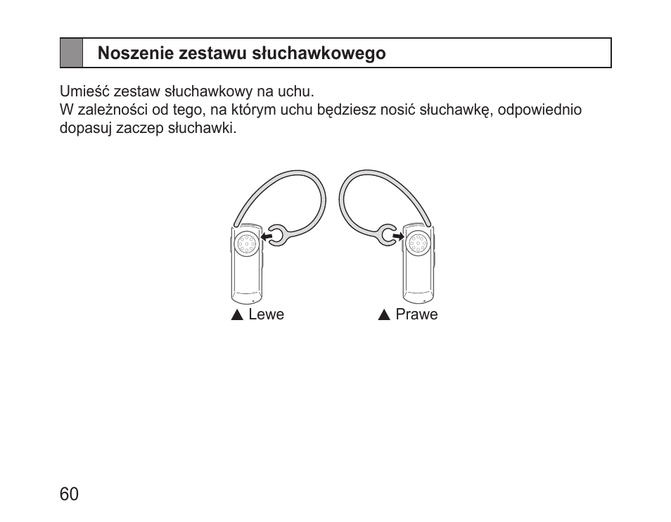Noszenie zestawu słuchawkowego | Samsung BHM1000 User Manual | Page 62 / 158