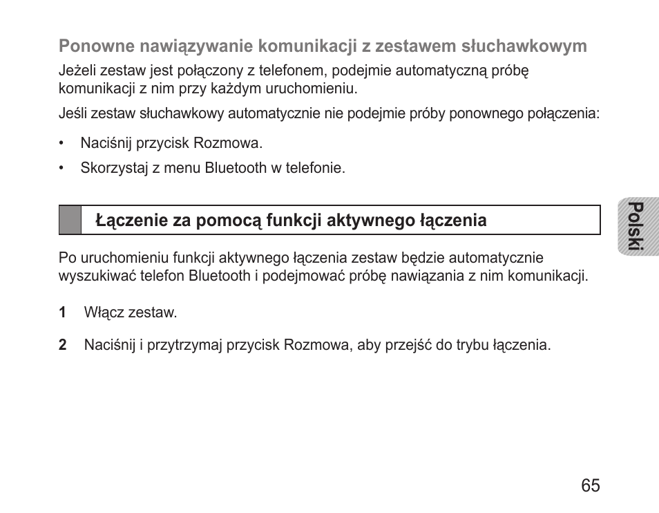 Łączenie za pomocą funkcji aktywnego łączenia, Polski | Samsung BHM1000 User Manual | Page 67 / 158