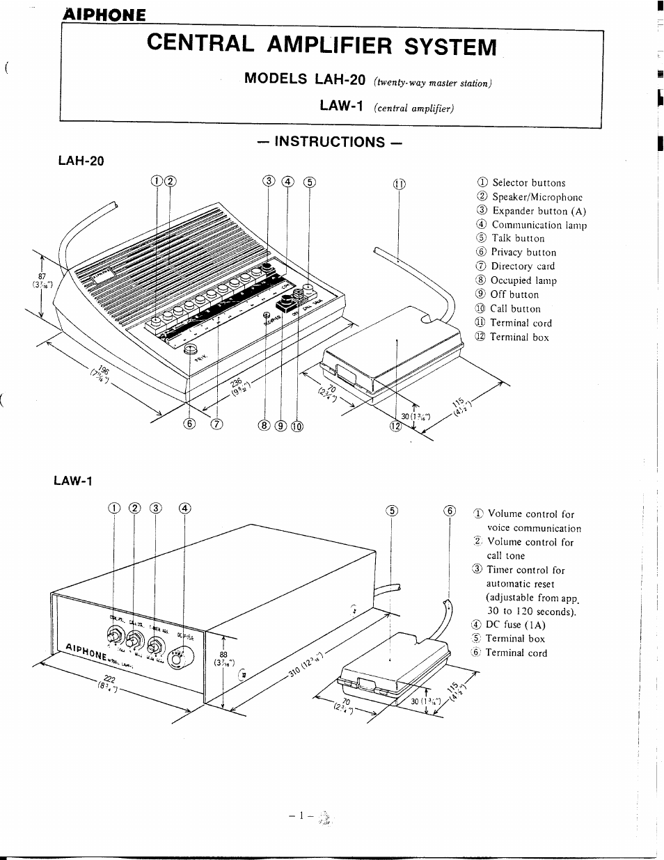 Aiphone LAW-1 User Manual | 6 pages