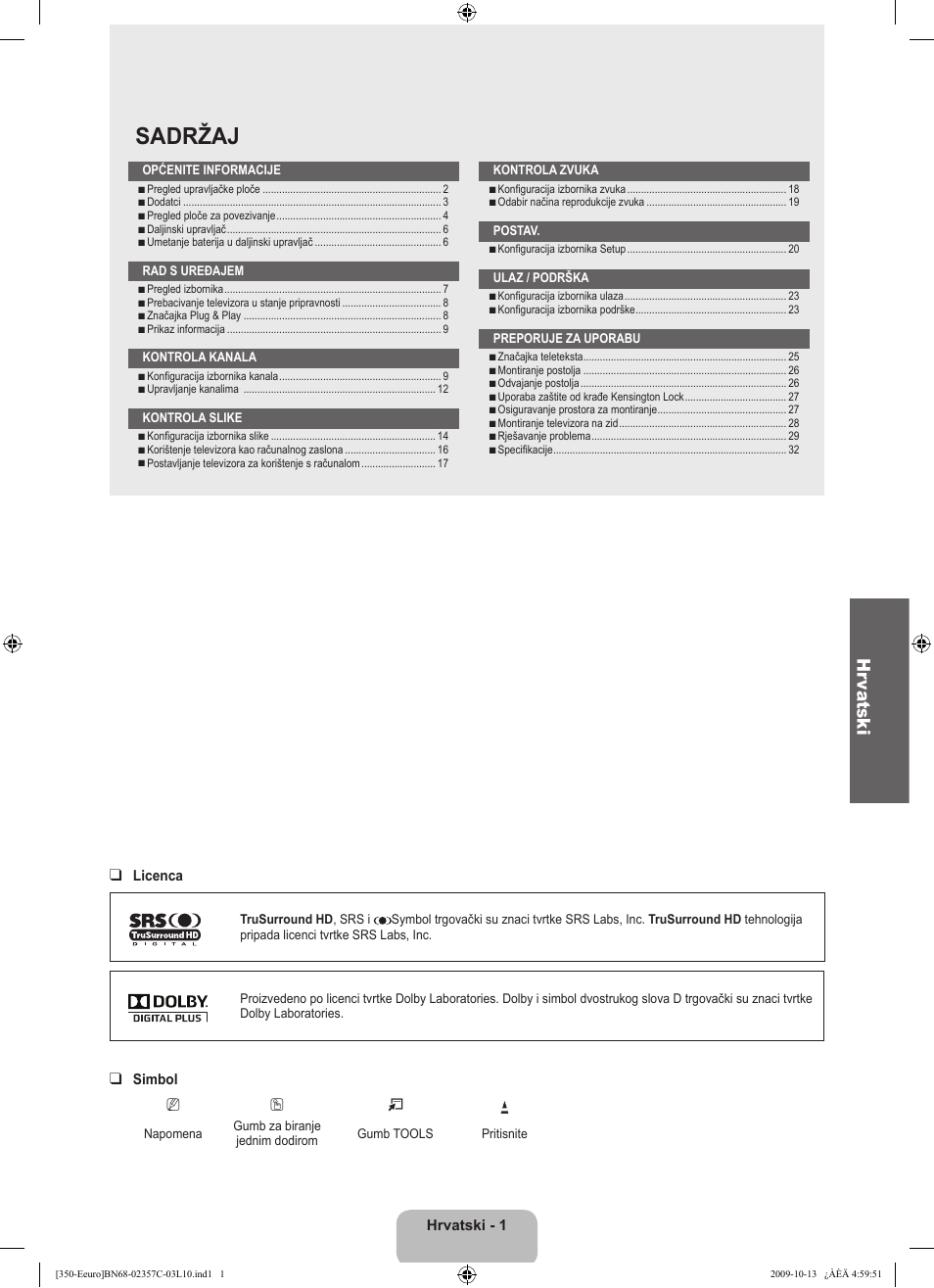 Sadržaj, Hr va tski | Samsung LE22B350F2W User Manual | Page 173 / 348