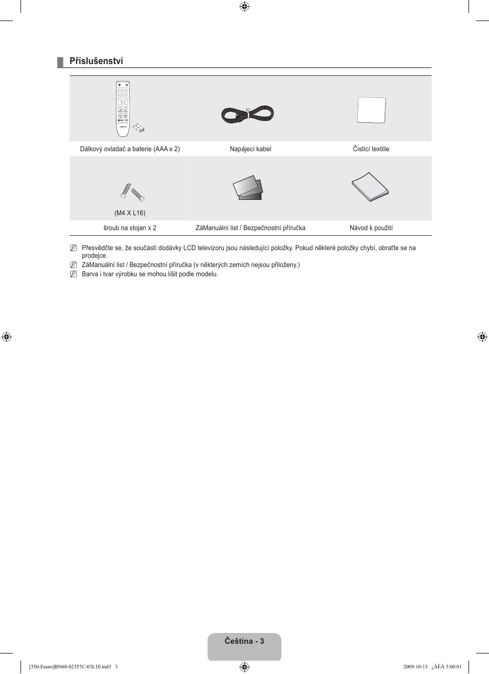 Příslušenství | Samsung LE22B350F2W User Manual | Page 209 / 348