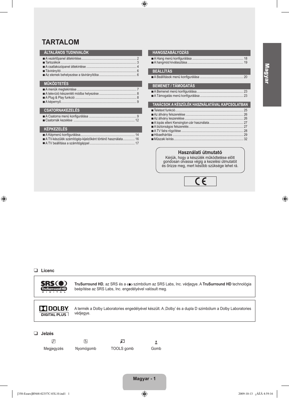 Tartalom, Ma gy ar | Samsung LE22B350F2W User Manual | Page 37 / 348