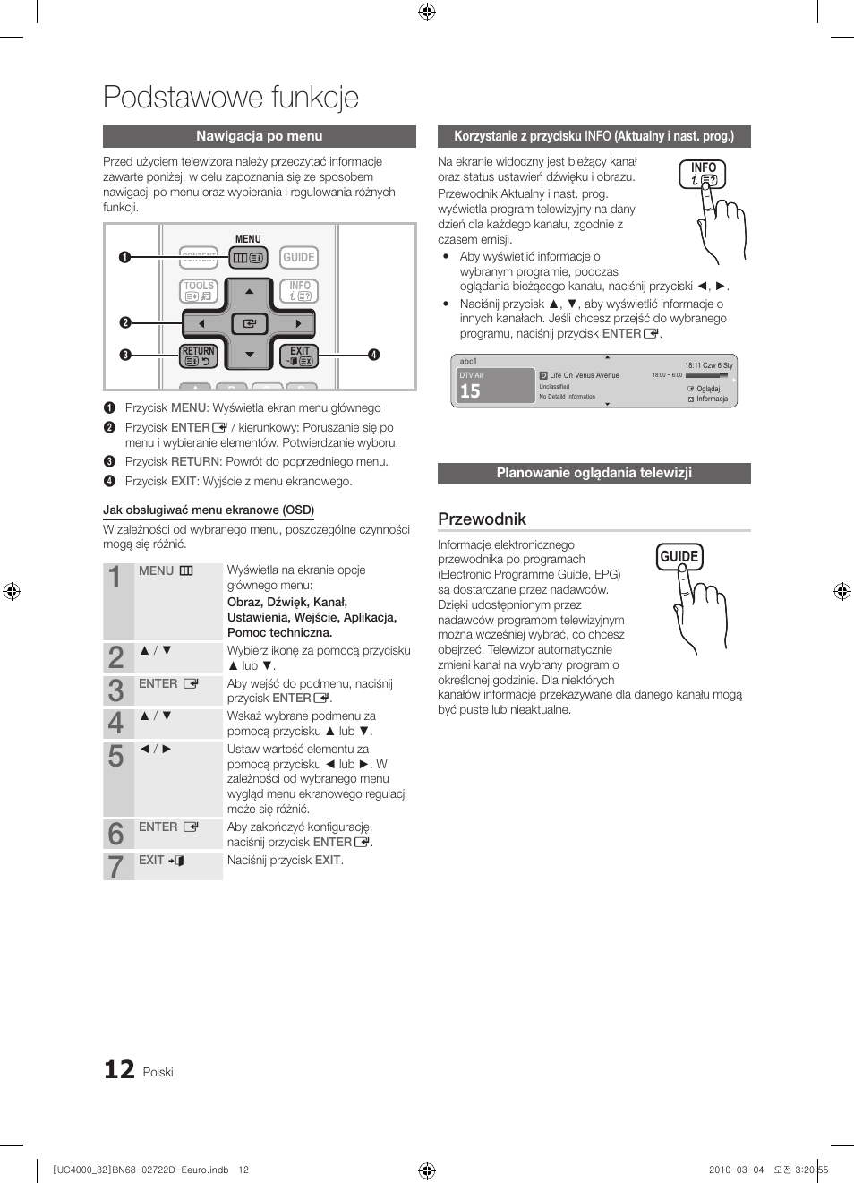 Podstawowe funkcje, Przewodnik | Samsung UE32C4000PW User Manual | Page 100 / 441