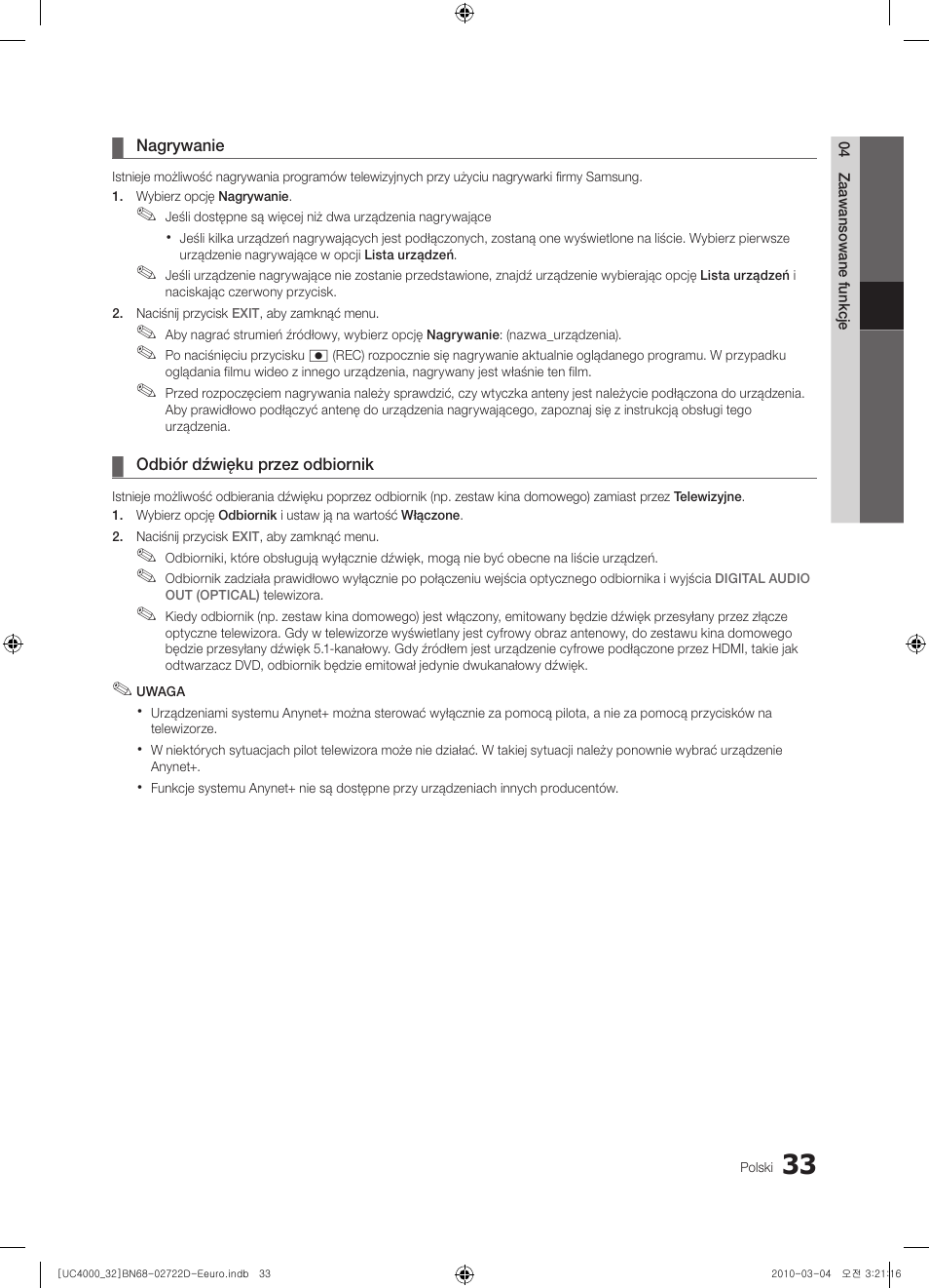 Samsung UE32C4000PW User Manual | Page 121 / 441