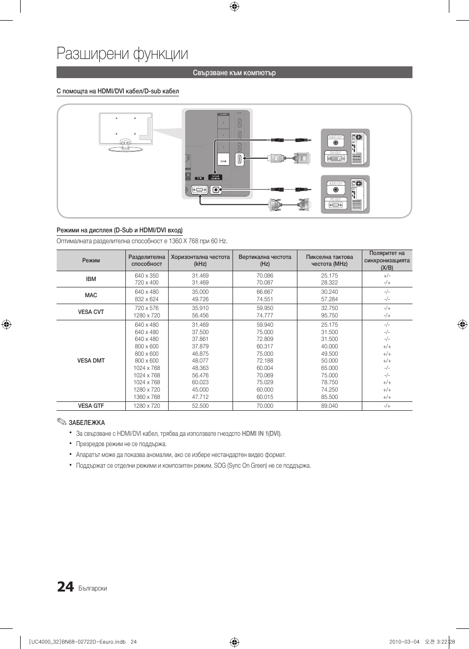 Разширени функции | Samsung UE32C4000PW User Manual | Page 200 / 441