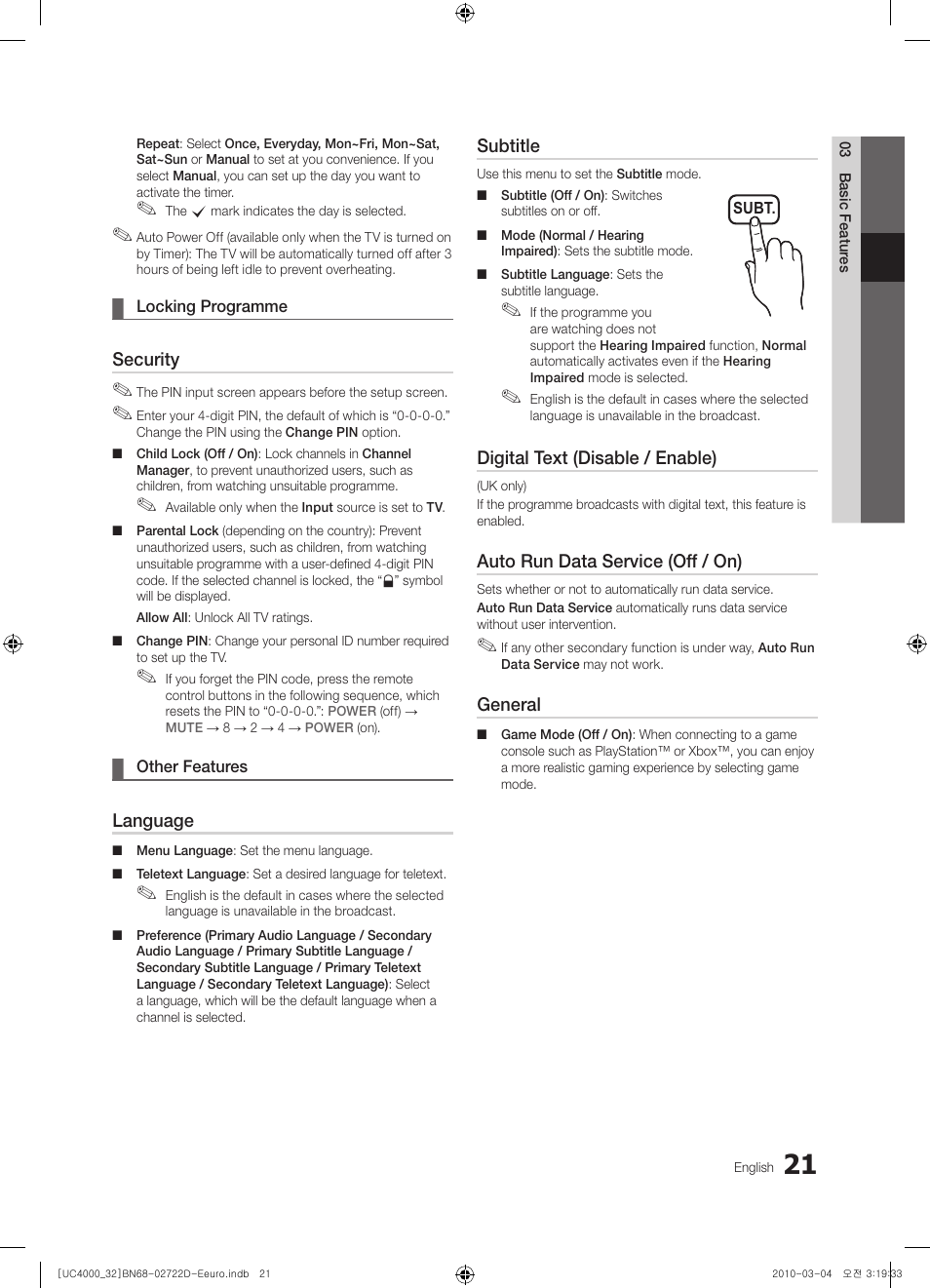 Samsung UE32C4000PW User Manual | Page 21 / 441