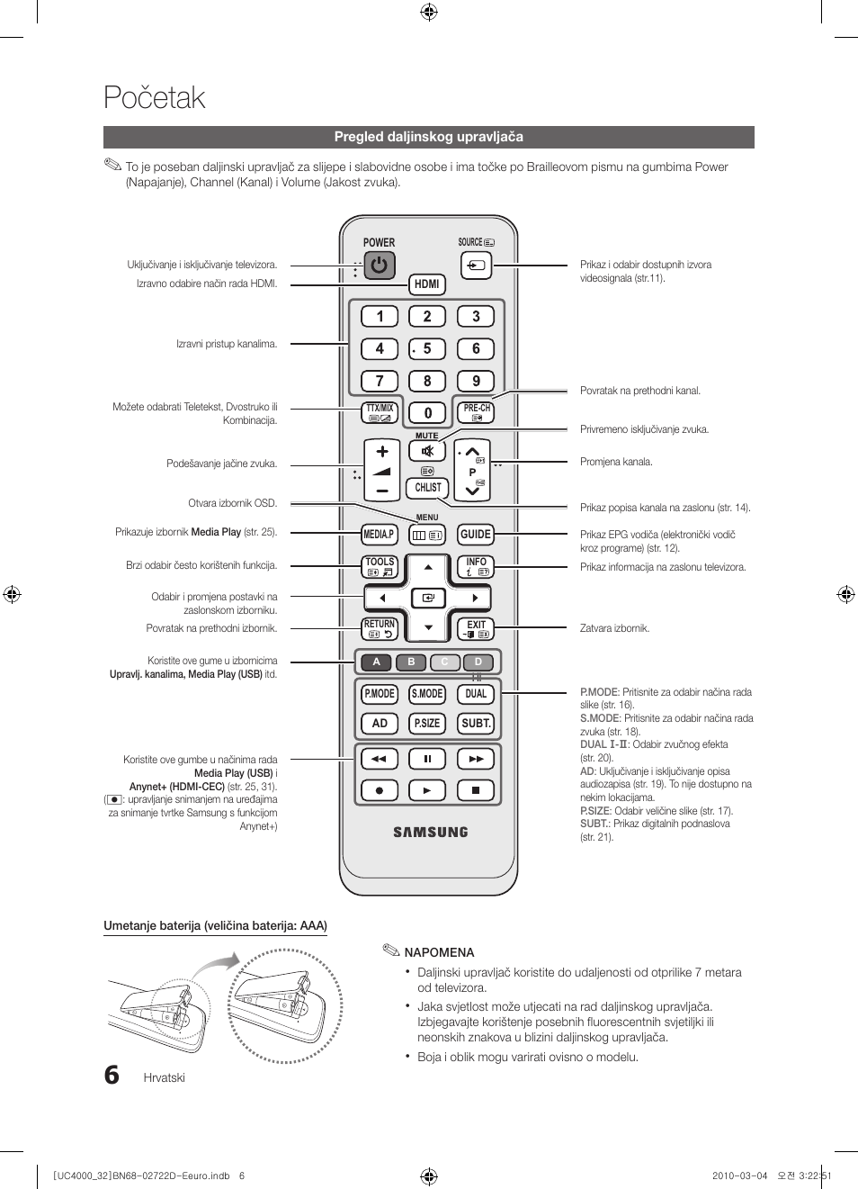 Početak | Samsung UE32C4000PW User Manual | Page 226 / 441