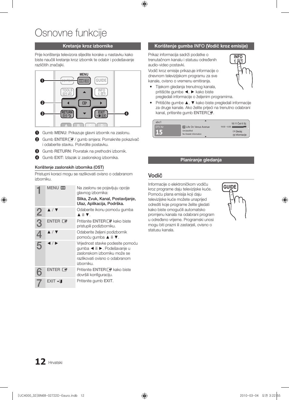 Osnovne funkcije, Vodič | Samsung UE32C4000PW User Manual | Page 232 / 441