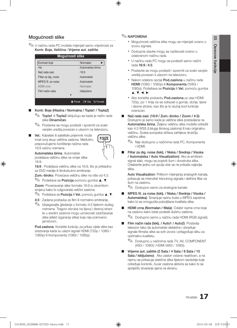 Mogućnosti slike | Samsung UE32C4000PW User Manual | Page 237 / 441