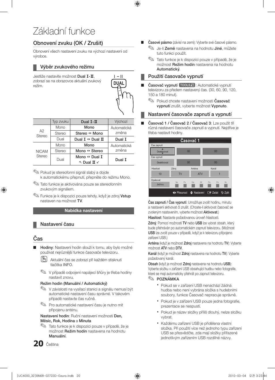 Základní funkce, Obnovení zvuku (ok / zrušit) | Samsung UE32C4000PW User Manual | Page 284 / 441