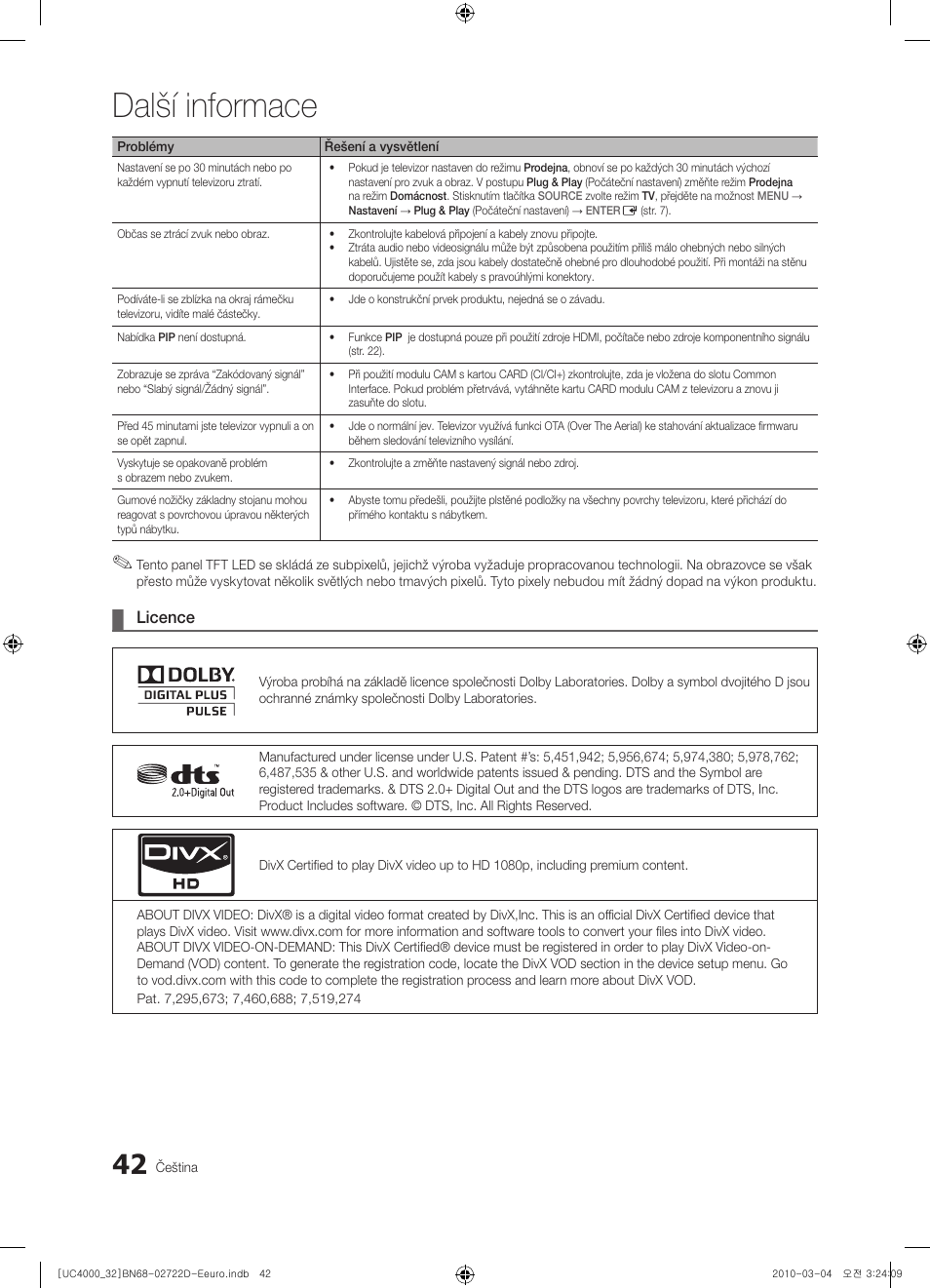 Další informace | Samsung UE32C4000PW User Manual | Page 306 / 441