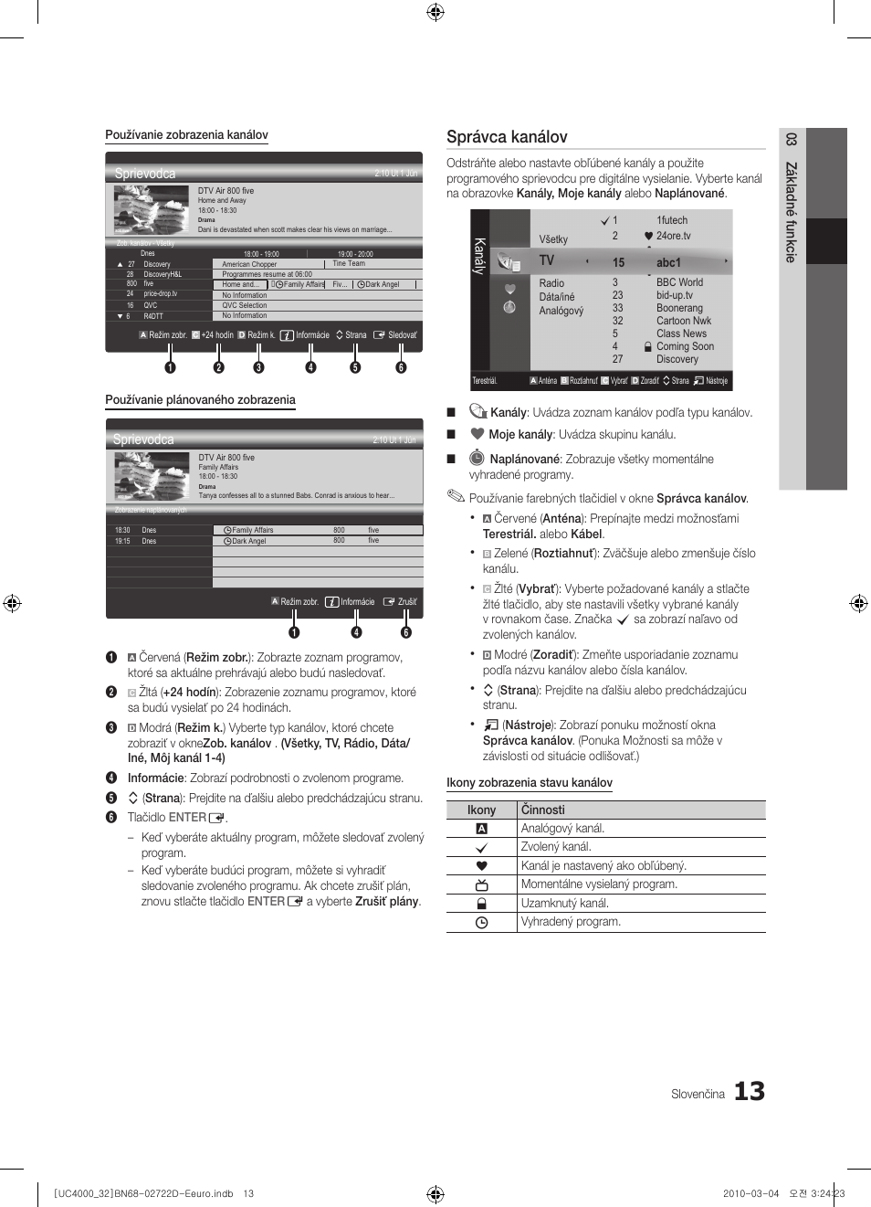 Správca kanálov | Samsung UE32C4000PW User Manual | Page 321 / 441