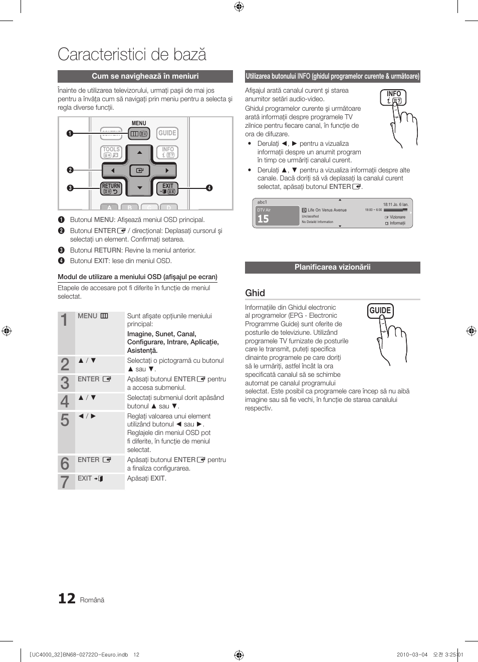 Caracteristici de bază, Ghid | Samsung UE32C4000PW User Manual | Page 364 / 441