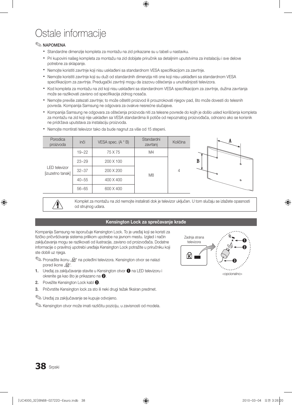 Ostale informacije | Samsung UE32C4000PW User Manual | Page 434 / 441
