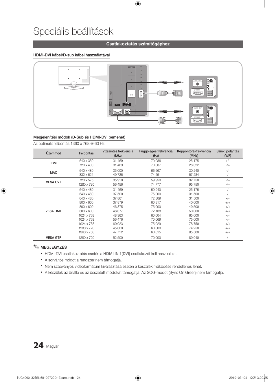 Speciális beállítások | Samsung UE32C4000PW User Manual | Page 68 / 441