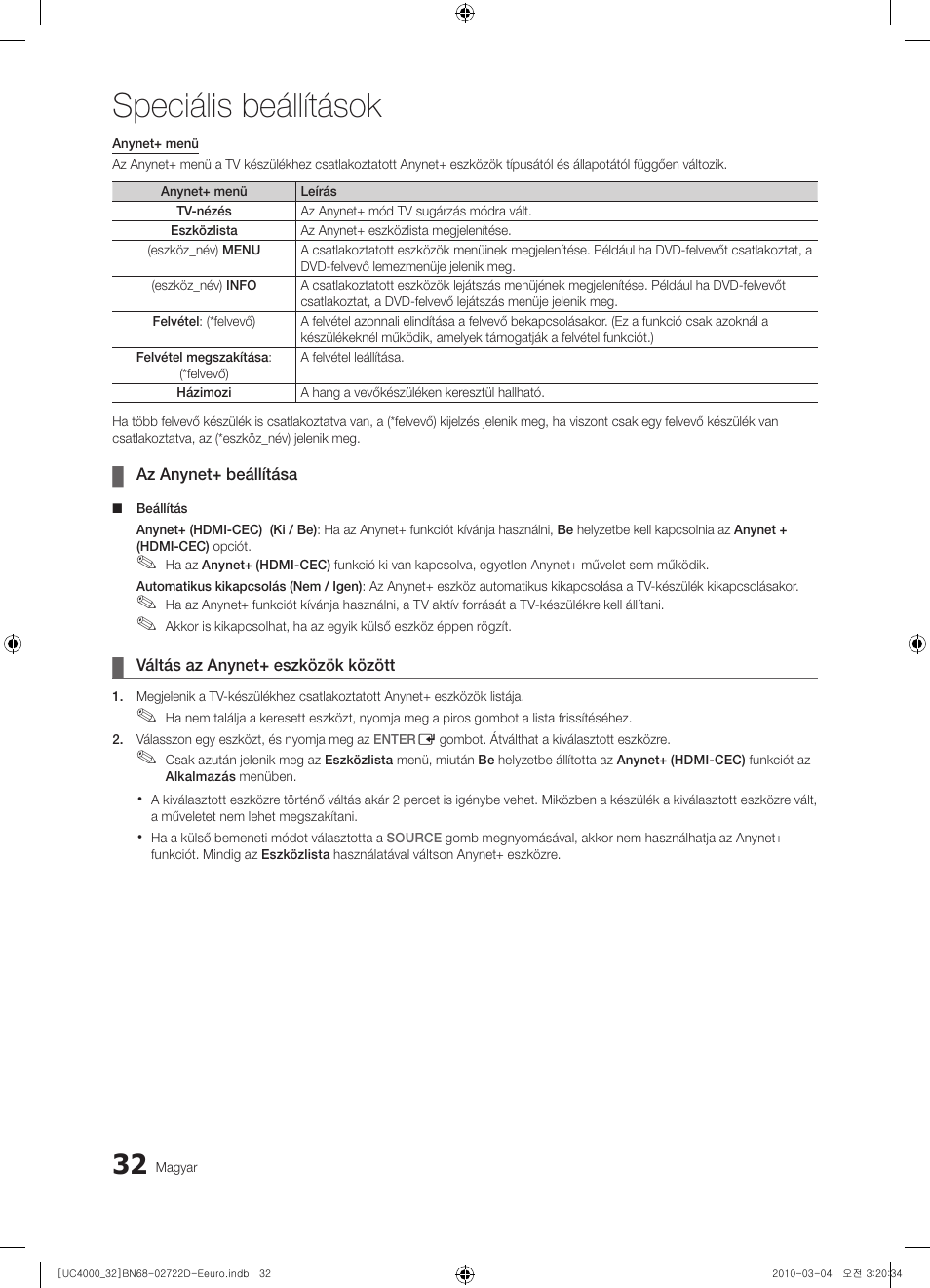 Speciális beállítások | Samsung UE32C4000PW User Manual | Page 76 / 441