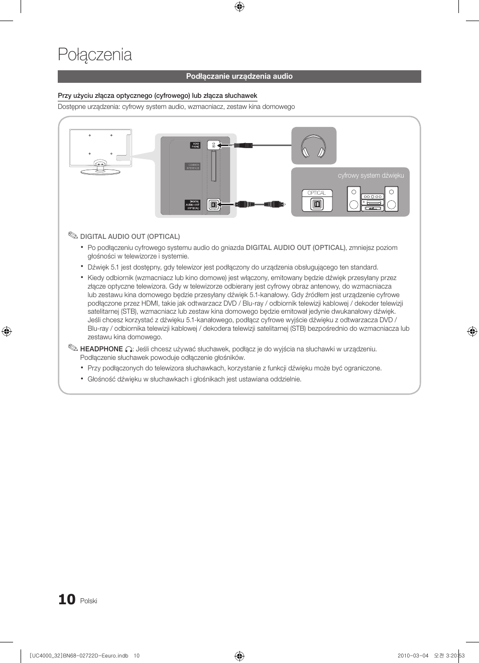 Połączenia | Samsung UE32C4000PW User Manual | Page 98 / 441