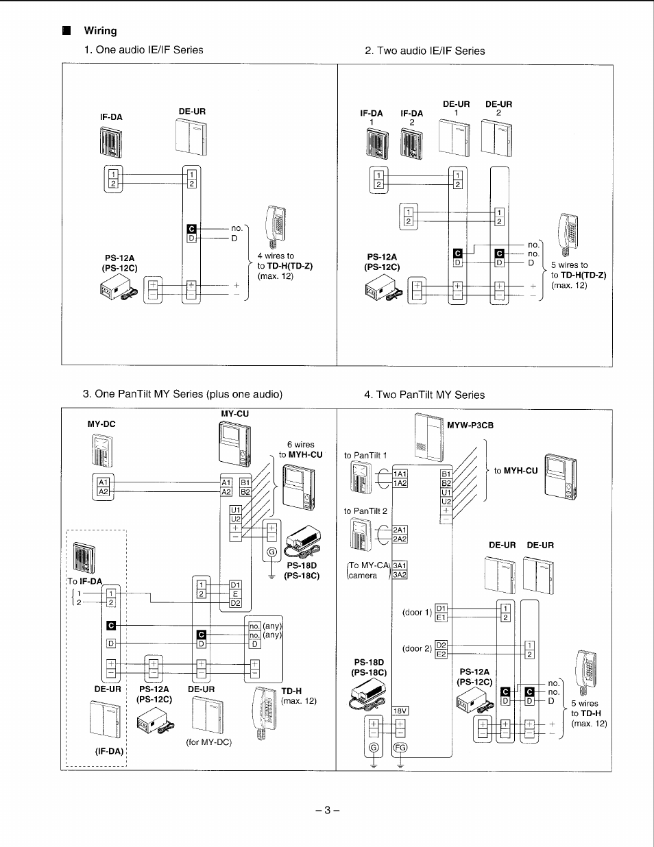 Wiring | Aiphone DE-UR User Manual | Page 3 / 4