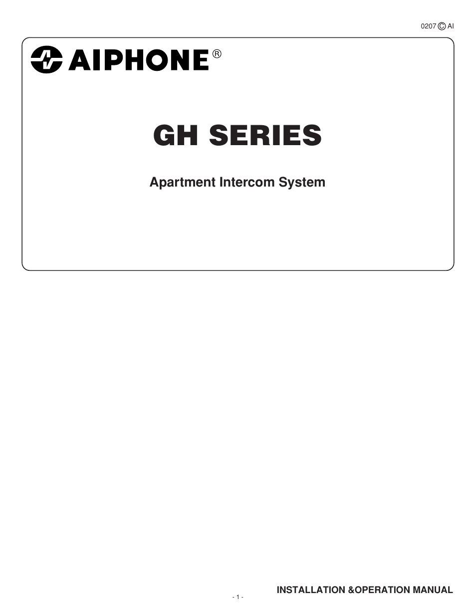 Aiphone GH SERIES 0207 AIC User Manual | 47 pages