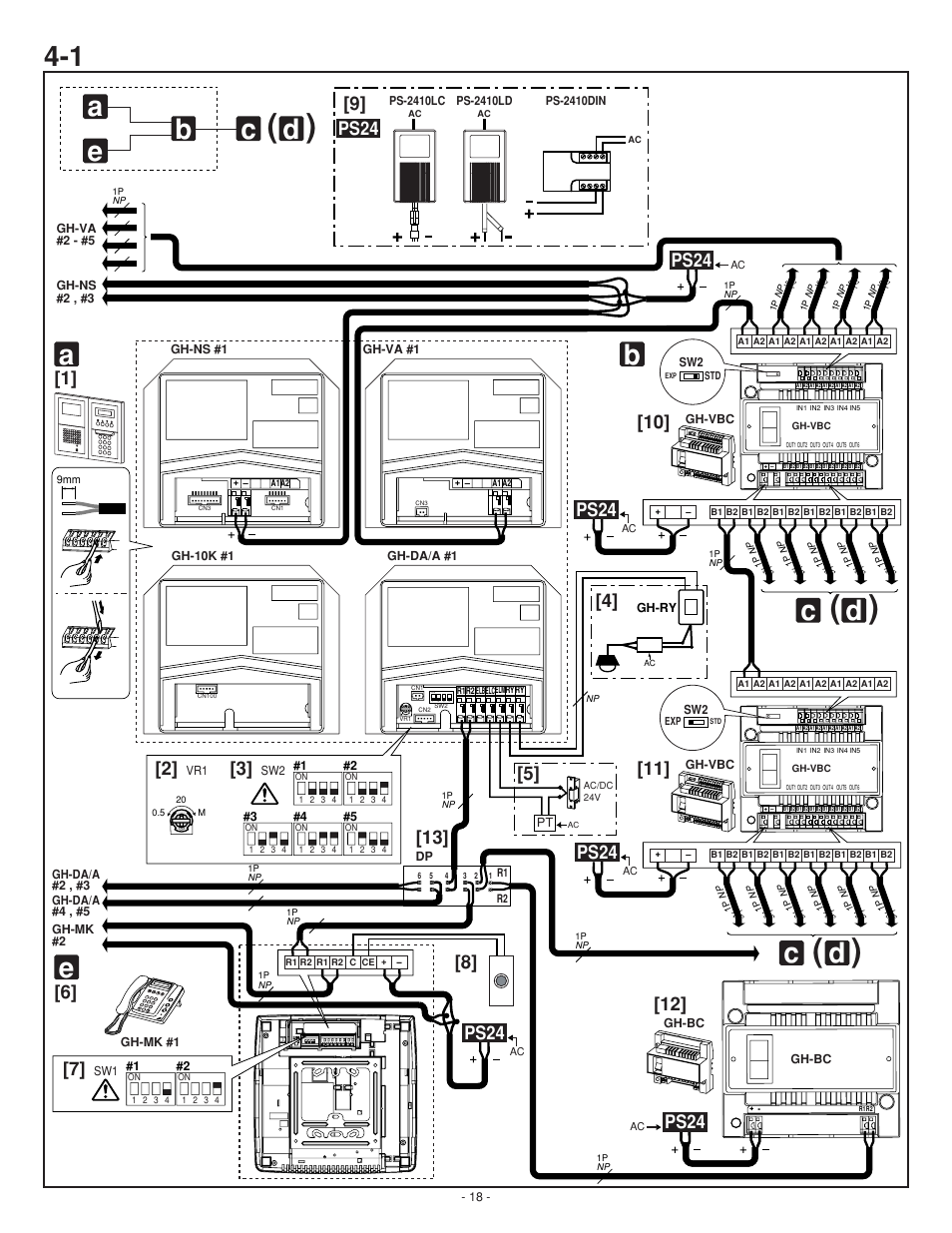 A4-1, Ba e c d, Ps24 | Aiphone GH SERIES 0207 AIC User Manual | Page 18 / 47