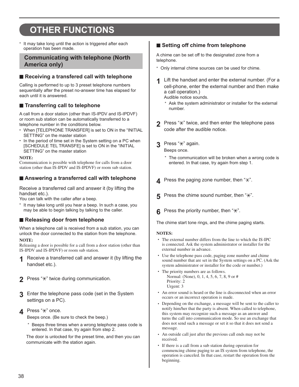 Other functions | Aiphone IS User Manual | Page 38 / 46